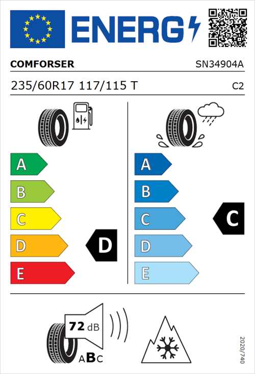 Tyre Label for Comforser CF350 235/60R17 117/115T
