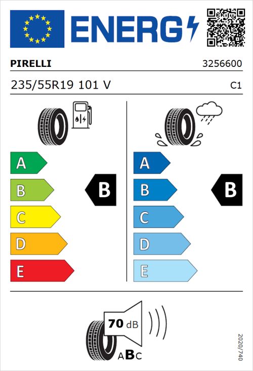Tyre Label for Pirelli Scorpion Verde 235/55R19 101V