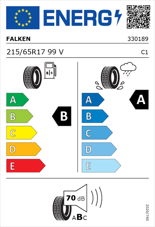Tyre Label for Falken Ziex ZE914 Ecorun 215/65R17 99V